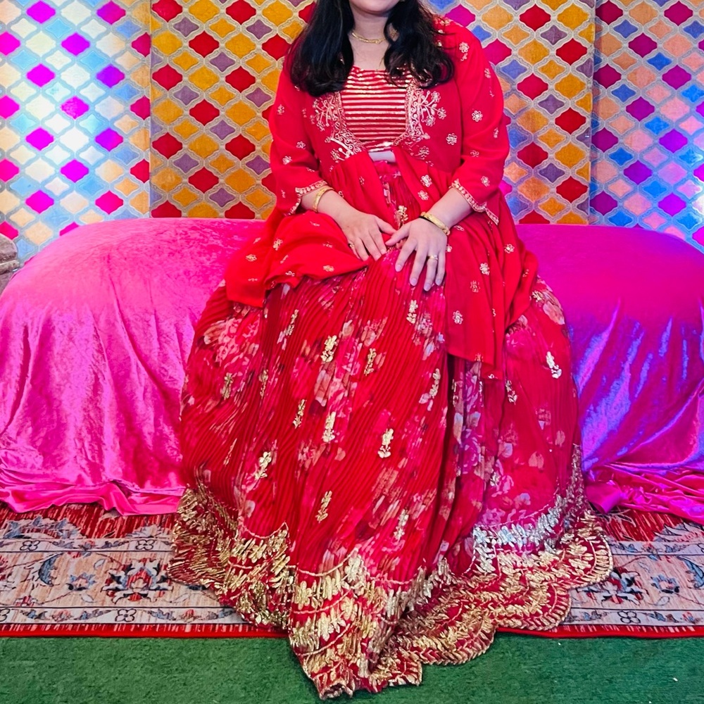 Elegant Red Floral Lehenga